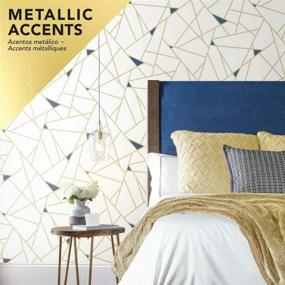 img 3 attached to Stunning RoomMates Blue and Metallic Gold Fracture Peel and Stick Wallpaper for a Glamorous Décor
