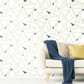 img 4 attached to Stunning RoomMates Blue and Metallic Gold Fracture Peel and Stick Wallpaper for a Glamorous Décor