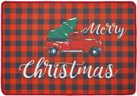 christmas buffalo plaid door mat: festive welcome doormat for indoor & outdoor use, 28x19.8 inch logo