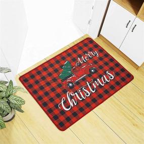 img 3 attached to Christmas Buffalo Plaid Door Mat: Festive Welcome Doormat for Indoor & Outdoor Use, 28x19.8 Inch