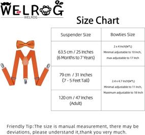 img 2 attached to 🧒 WELROG Комплект оранжевых подтяжек с галстуком для мальчиков и девочек - регулируемые подтяжки с бабочкой для детей и взрослых: модный аксессуар для всех возрастов.