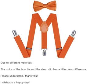img 3 attached to 🧒 WELROG Комплект оранжевых подтяжек с галстуком для мальчиков и девочек - регулируемые подтяжки с бабочкой для детей и взрослых: модный аксессуар для всех возрастов.