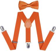🧒 welrog комплект оранжевых подтяжек с галстуком для мальчиков и девочек - регулируемые подтяжки с бабочкой для детей и взрослых: модный аксессуар для всех возрастов. логотип
