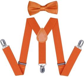 img 4 attached to 🧒 WELROG Комплект оранжевых подтяжек с галстуком для мальчиков и девочек - регулируемые подтяжки с бабочкой для детей и взрослых: модный аксессуар для всех возрастов.
