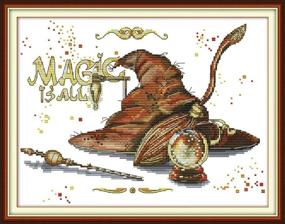 img 4 attached to 🧵 Joy Sunday Arts Crafts Cross Stitch DIY Hand Needlework Starter Kits 11CT Stamped Embroidery for Beginners with Pre-Printed Magic Props Pattern - 16.9×13.8(inch)