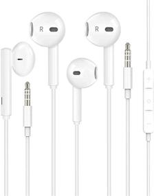 img 2 attached to 🎧 2 Pack Apple Earbuds [Apple MFi Certified] - Wired Headphones with Microphone & Volume Control, Compatible with iPhone, iPad, PC, MP3/4, Android - White