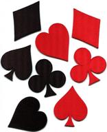 set of 8 embroidered appliques: playing cards in black/red suite, diamonds & spades, poker las vegas gaming, iron-on patches, brand new logo