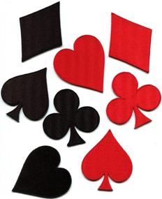 img 4 attached to Set of 8 Embroidered Appliques: Playing Cards in Black/Red Suite, Diamonds & Spades, Poker Las Vegas Gaming, Iron-on Patches, Brand New