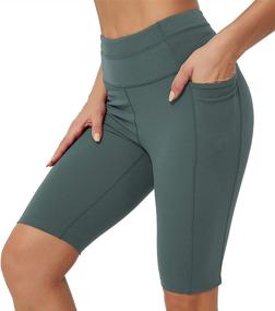 img 4 attached to 🩳 Rataves Women's 10-Inch Workout Yoga Shorts with Pockets - High-Waisted Athletic Running Biker Shorts (007)