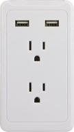 🔌 ge wall mount surge protector charging station with phone holder shelf & usb ports, 2 grounded outlets, led indicator, fast 2.1a charging, 450 joules protection, white, 13465 logo