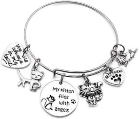 img 4 attached to 🐱 Cat Bracelet: Pet Lover Wristband with Kitty Charm, Memorial Paw Print, and Bangle Jewelry for Cat Lovers