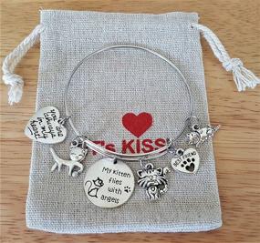 img 1 attached to 🐱 Cat Bracelet: Pet Lover Wristband with Kitty Charm, Memorial Paw Print, and Bangle Jewelry for Cat Lovers