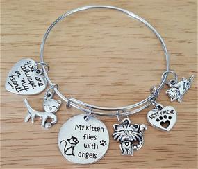 img 2 attached to 🐱 Cat Bracelet: Pet Lover Wristband with Kitty Charm, Memorial Paw Print, and Bangle Jewelry for Cat Lovers