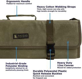 img 1 attached to BAOBAB COUNTY Chef Knife Roll Bag - 11 Slot Premium Waxed Canvas Case for Carving Knives, Cleaver, Chef Tools - Army Green with Oven Mitts