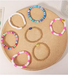img 2 attached to 🎁 Cute Long Tiantian Bracelets for Teen Girls: Adjustable Boho Beach Ocean Wave String Anklet Bracelet Set for Women - Perfect Christmas Gifts