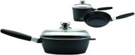 eurocast by berghoff starter set: ceramic and titanium cooking surface with 2 lids, lightweight cast construction, oven-safe handle – european design, american quality logo