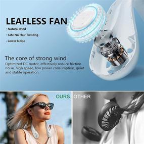 img 1 attached to 🌬️ Portable Neck Fan: Hands-Free, Bladeless Personal Cooling Device with Rechargeable Battery - 3 Speeds, USB Charging- Wearable Neck Fans for Travel, Sports, Office (White)