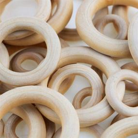 img 2 attached to ISusser Unfinished Wood Rings for Craft: 50 Pieces - Ideal for Jewelry Making, Macrame & More (5 Sizes)