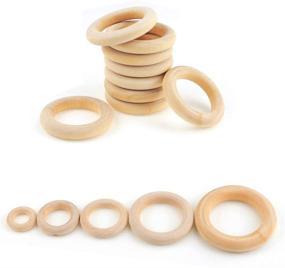 img 1 attached to ISusser Unfinished Wood Rings for Craft: 50 Pieces - Ideal for Jewelry Making, Macrame & More (5 Sizes)