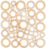 isusser unfinished wood rings for craft: 50 pieces - ideal for jewelry making, macrame & more (5 sizes) logo