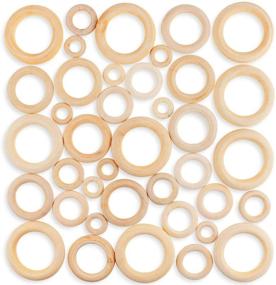 img 4 attached to ISusser Unfinished Wood Rings for Craft: 50 Pieces - Ideal for Jewelry Making, Macrame & More (5 Sizes)