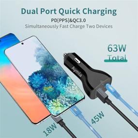 img 1 attached to ⚡ Aymla Супер Быстрая 45W USB C автомобильная зарядка, PD[PPS] и QC3.0 быстрый адаптер для Samsung Galaxy S21/S20/Ultra/Plus, Note 10 Plus/20 Ultra, S20 FE, iPad Pro - кабель Type-C длиной 6,6 фута.