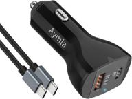 ⚡ aymla супер быстрая 45w usb c автомобильная зарядка, pd[pps] и qc3.0 быстрый адаптер для samsung galaxy s21/s20/ultra/plus, note 10 plus/20 ultra, s20 fe, ipad pro - кабель type-c длиной 6,6 фута. логотип