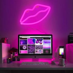 img 2 attached to 💋 Pink Lip Shaped Neon Signs - LED Wall Decoration Lights, Safety Art Night Table Lamp with Battery Powered/USB - Perfect Kids Gift, Baby Room Decor, Wedding Decorations (Pink Lip)