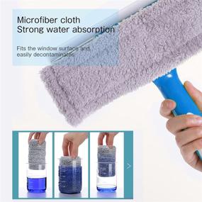 img 1 attached to FRMARCH 3-in-1 Window Squeegee - Microfiber Extendable Window Scrubber Washer Cleaner for High Window, Car or Shower - Professional Washing Equipment Kit with Extension Pole - Window Cleaning Tools