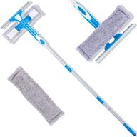 frmarch 3-in-1 window squeegee - microfiber extendable window scrubber washer cleaner for high window, car or shower - professional washing equipment kit with extension pole - window cleaning tools logo