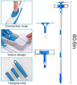 img 2 attached to FRMARCH 3-in-1 Window Squeegee - Microfiber Extendable Window Scrubber Washer Cleaner for High Window, Car or Shower - Professional Washing Equipment Kit with Extension Pole - Window Cleaning Tools