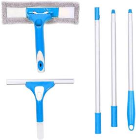 img 3 attached to FRMARCH 3-in-1 Window Squeegee - Microfiber Extendable Window Scrubber Washer Cleaner for High Window, Car or Shower - Professional Washing Equipment Kit with Extension Pole - Window Cleaning Tools