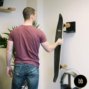 img 3 attached to 🛹 BeneBliss Skateboard Wall Mount, Bamboo Longboard Hanger Rack, Electric & e-Boards Holder, Black Wooden Wall Shelf for Boards, Skateboards Storage Mounts & Deck Display (Board Not Included)