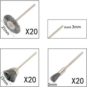 img 1 attached to 🔧 HEYMOUS Wire Brushes Wheels Set - Steel Flat Cup-Shaped Polishing Brushes for Cleaning, Rust Removal, Paint Stripping - Metal Wire Bristles Bits for Die Grinder Rotary Tools - Includes Accessory Mandrel 3mm - Pack of 60 Pieces