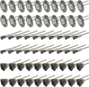 img 4 attached to 🔧 HEYMOUS Wire Brushes Wheels Set - Steel Flat Cup-Shaped Polishing Brushes for Cleaning, Rust Removal, Paint Stripping - Metal Wire Bristles Bits for Die Grinder Rotary Tools - Includes Accessory Mandrel 3mm - Pack of 60 Pieces