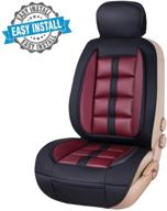 🚗 car pass deluxe edition leather universal fit car seat cover: memory foam supported, suitable for suvs, sedans, vans, cars, and trucks - black and wine red, set of 1 logo