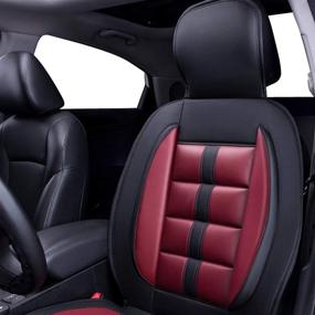 img 2 attached to 🚗 CAR PASS Deluxe Edition Leather Universal Fit Car Seat Cover: Memory Foam Supported, Suitable for Suvs, Sedans, Vans, Cars, and Trucks - Black and Wine Red, Set of 1