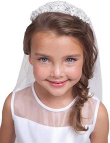 img 1 attached to Kid's Pearl and Rhinestone White Tiara with Attached Veil v65 - Enhance SEO
