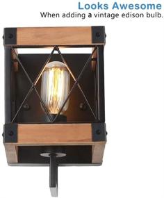 img 2 attached to 🏚️ Eumyviv Rustic Wood Wall Lamp – Industrial Cage Sconce for Vintage Edison Lighting in Log Cabin Theme