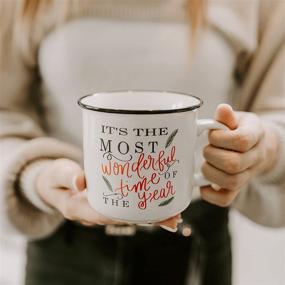 img 1 attached to Sweet Water Decor Christmas Coffee Mug - Rustic 16oz Ceramic Campfire Style Coffee Cup, Microwave 🎄 & Dishwasher Safe - Festive Seasonal Holiday Mug for Women: It's the Most Wonderful Time of the Year