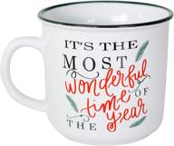 sweet water decor christmas coffee mug - rustic 16oz ceramic campfire style coffee cup, microwave 🎄 & dishwasher safe - festive seasonal holiday mug for women: it's the most wonderful time of the year logo