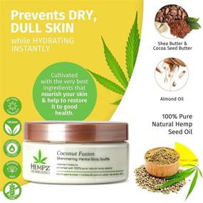 img 2 attached to 🥥 Hempz Coconut Fusion Herbal Shimmering Body Souffle, 8 oz. - Nourishing Shea Butter Lotion for Immediate Hydration, Skincare, Fragranced Beauty Products for Women and Men - Whipped Hemp Body Cream