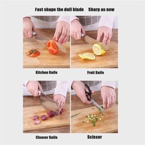 img 2 attached to 🔪 Enhanced 4 in 1 Kitchen Knife Sharpener: Professional Manual Sharpening Tool for Sharp Knives and Scissors - Easy-to-Use Handle, Non-Slip Base (Silver)