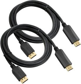 img 4 attached to 6ft 2-Pack DisplayPort to HDMI Cable, Male to Male Gold-Plated Braided Cord for FHD Video and Audio – Compatible with Dell, HP, Insignia, Samsung, and More