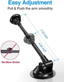 img 4 attached to 📱 SALEX Magnetic Phone Holder: Ultimate Universal Car Mount for Dashboard and Windshield. 360° Rotation, 6 Strong Magnets, Suction Cup, Dash Pad, Metal Telescopic Arm - Ideal for Phones & GPS up to 8 Inches [Silver]