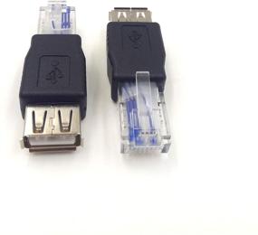 img 1 attached to Haokiang (2-Pack) USB - RJ45 Ethernet Adapter: USB2.0 A Female to RJ45 Male AF-8P8C Connector for Network Transfer