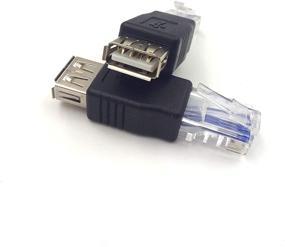 img 3 attached to Haokiang (2-Pack) USB - RJ45 Ethernet Adapter: USB2.0 A Female to RJ45 Male AF-8P8C Connector for Network Transfer