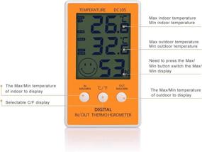 img 3 attached to JLENOVEG Digital Reptile Thermometer Hygrometer: Accurate Monitoring for Aquariums, Reptile Tanks, and Fish Tanks with Max/Min Records