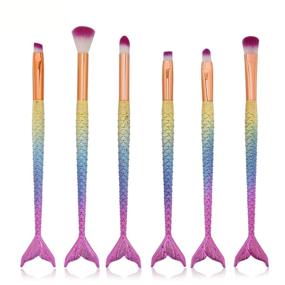 img 4 attached to 💄 Enhance your Makeup Technique with the 6pcs Mermaid Makeup Brush Set: Foundation, Eyebrow, Eyeliner, Blush, Concealer Brushes