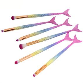 img 2 attached to 💄 Enhance your Makeup Technique with the 6pcs Mermaid Makeup Brush Set: Foundation, Eyebrow, Eyeliner, Blush, Concealer Brushes